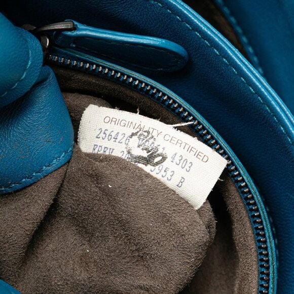 BOTTEGA VENETA Blue Leather Intrecciato Shoulder Bag - Picture 11 of 12